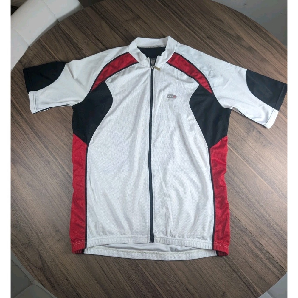 Louis Garneau LG K11 Cycling Jersey Full Zip Short Sleeve White Red Black Men's